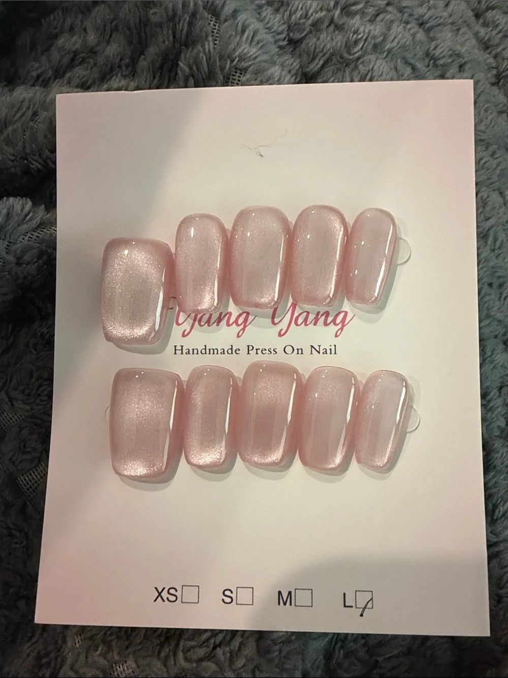Handmade Press On Nails - Soft Pink Cateye